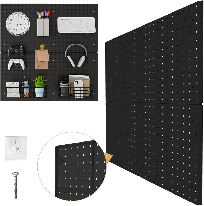 FZK PegBoard,4 Pack Peg Board,ABS Black Pegboard, 24x24inch,Pegboard Wall Organizer, Peg Board for Walls,Plastic pegboard,Suitable for Office Craft Room Kitchen and Item Display - Image 1